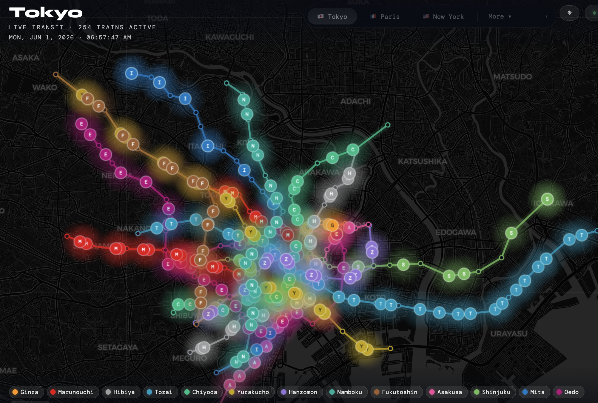 Transitmap Tokyo Live Rail View